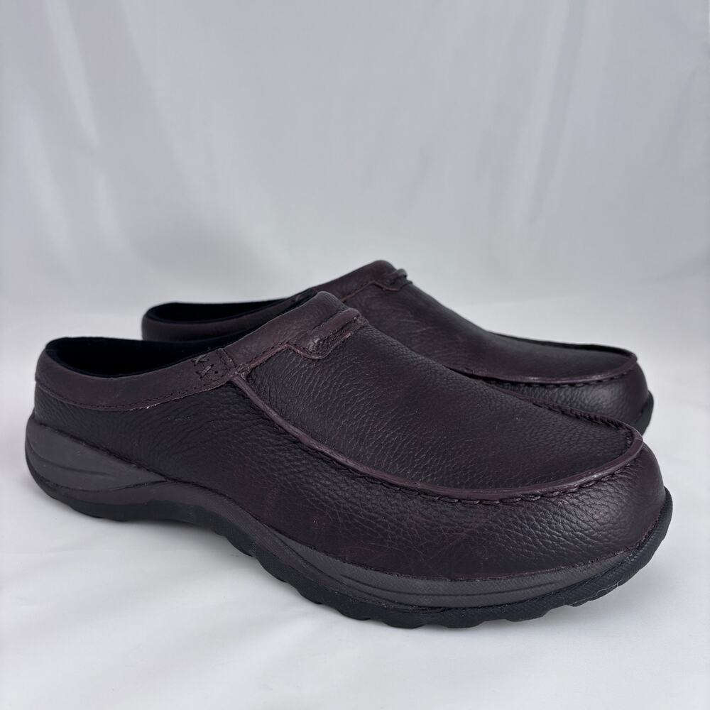 L.L Bean Shoes Mens 13 Wide Comfort Slides Brown Leather Slip On Clog 268224